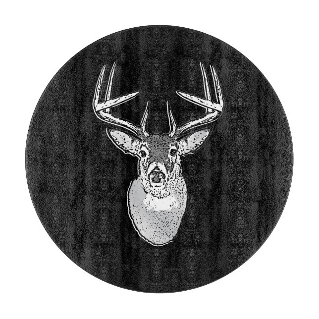 Buck trophy on Black White Tail Deer Cutting Board (Front)