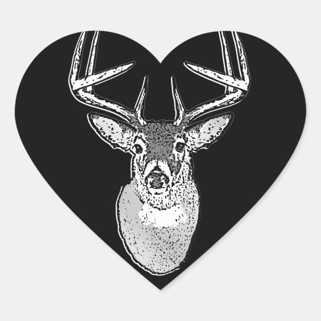 Buck trophy on Black White Tail Deer Heart Sticker (Front)