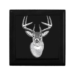 Buck trophy on Black White Tail Deer Keepsake Box