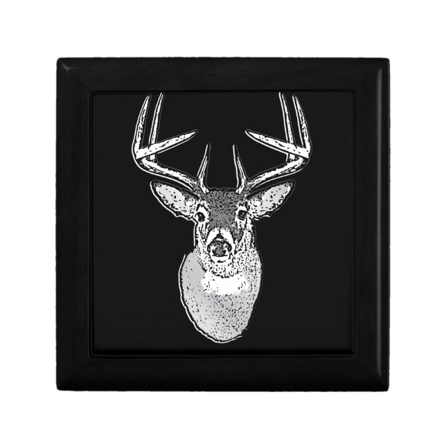 Buck trophy on Black White Tail Deer Keepsake Box (Front)