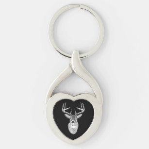 Buck trophy on Black White Tail Deer Keychain