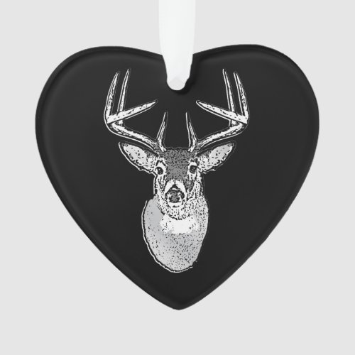 Buck trophy on Black White Tail Deer Ornament