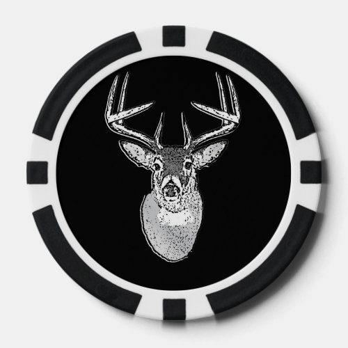 Buck trophy on Black White Tail Deer Poker Chips