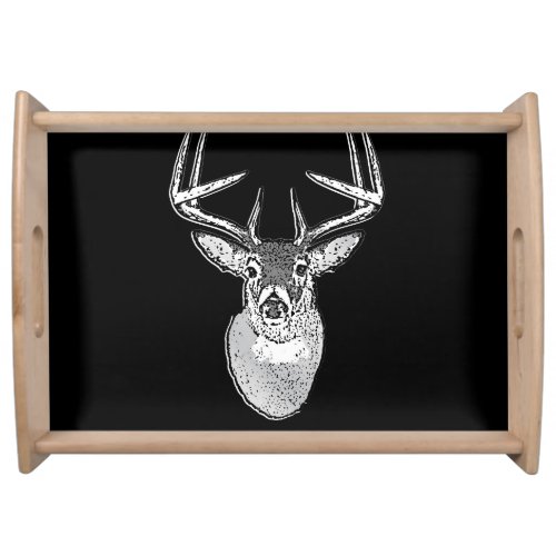 Buck trophy on Black White Tail Deer Serving Tray