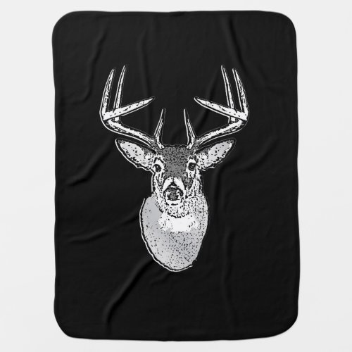 Buck trophy on Black White Tail Deer Swaddle Blanket