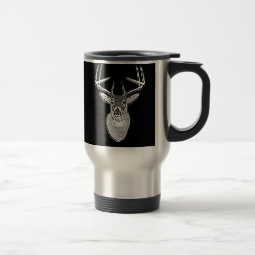 Buck trophy on Black White Tail Deer Travel Mug