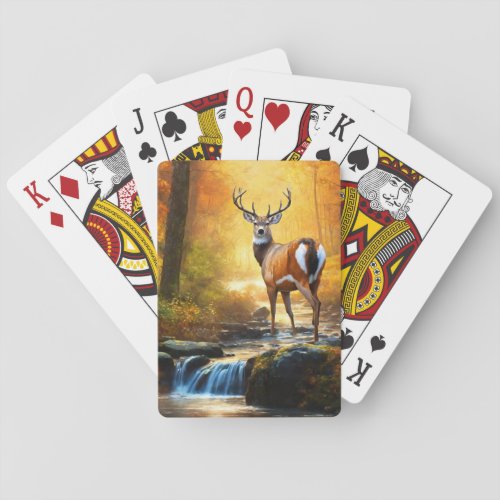 Buck White Tailed Deer in a Stream Playing Cards