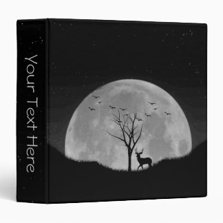 Buck with Big Rack Against Full Moon 3 Ring Binder