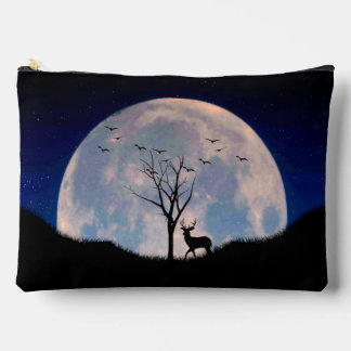 Buck with Big Rack Against Full Moon Accessory Pouch