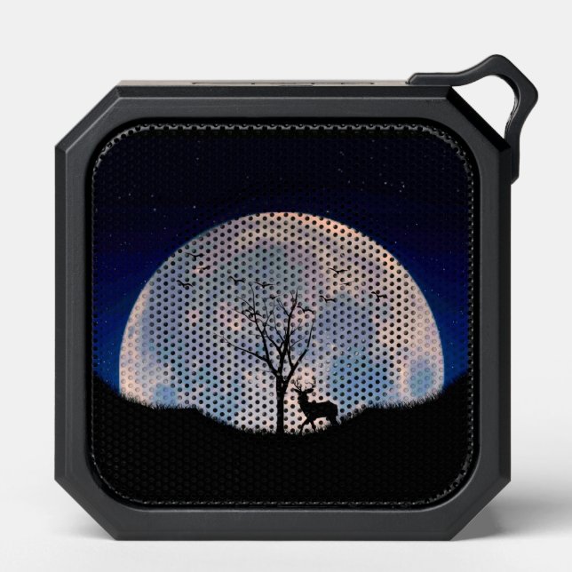 Buck with Big Rack Against Full Moon Bluetooth Speaker (Front)