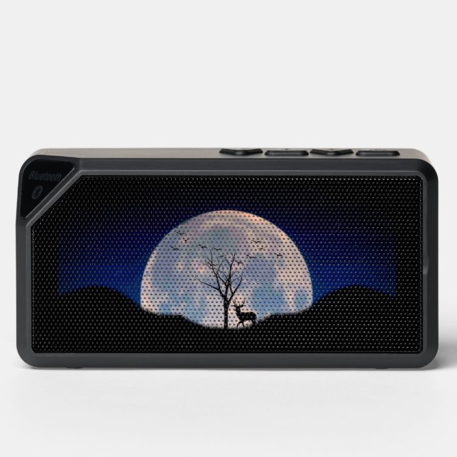 Buck with Big Rack Against Full Moon Bluetooth Speaker (Front)