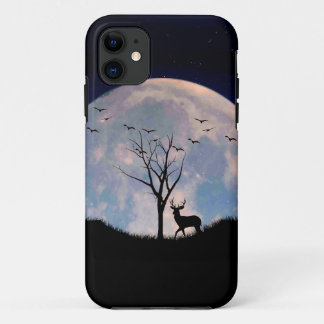 Buck with Big Rack Against Full Moon iPhone 11 Case