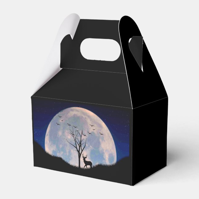 Buck with Big Rack Against Full Moon Favor Boxes (Front Side)
