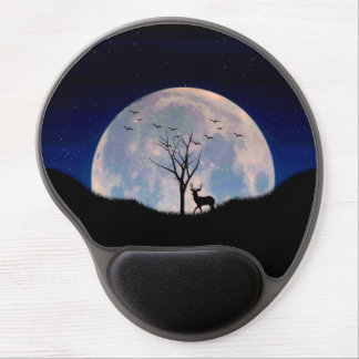 Buck with Big Rack Against Full Moon Gel Mouse Pad
