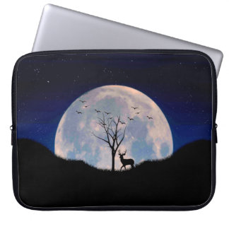 Buck with Big Rack Against Full Moon Laptop Sleeve