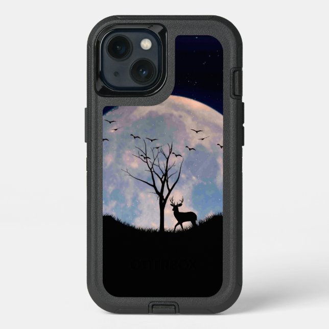 Buck with Big Rack Against Full Moon Otterbox iPhone Case (Back)