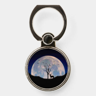 Buck with Big Rack Against Full Moon Phone Ring Stand