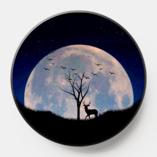 Buck with Big Rack Against Full Moon PopSocket