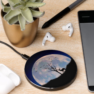 Buck with Big Rack Against Full Moon Wireless Charger