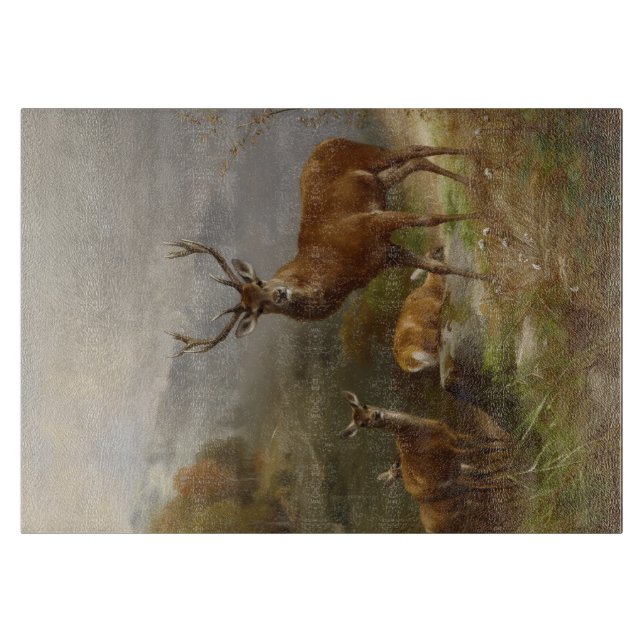 Buck with Horns and Does Cutting Board (Front)