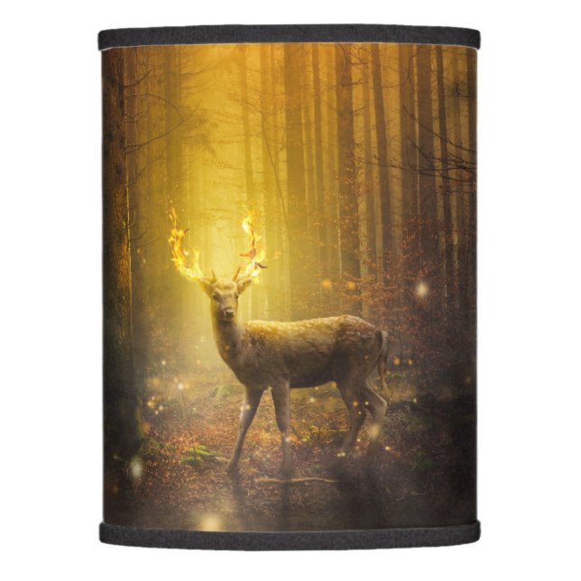 Buck with Lighted Antlers Christmas Lamp Shade (Front)