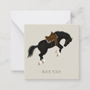 Buck You! Bucking Black Horse Custom Mini Note Card
