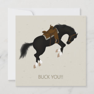 Buck You! Bucking Black Horse Custom Note Card