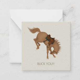 Buck You! Bucking Chestnut Horse Custom Mini Note Card