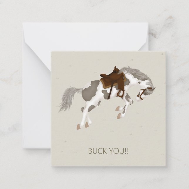 Buck You! Bucking Pinto Horse Custom Mini Note Card (Front)