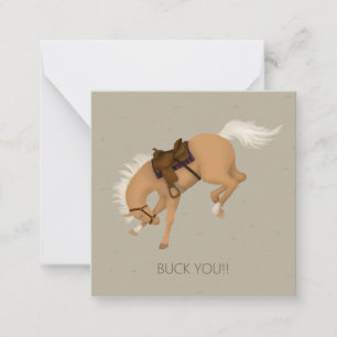 Buck You! Bucking Sorrel Horse Custom Mini Note Card