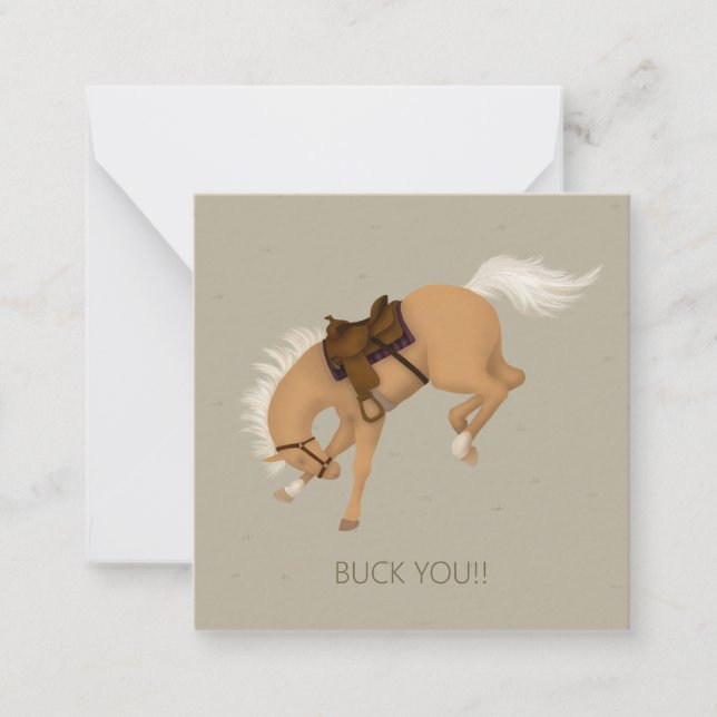 Buck You! Bucking Sorrel Horse Custom Mini Note Card (Front)