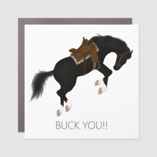 Buck You! Funny Black Horse Car Magnet