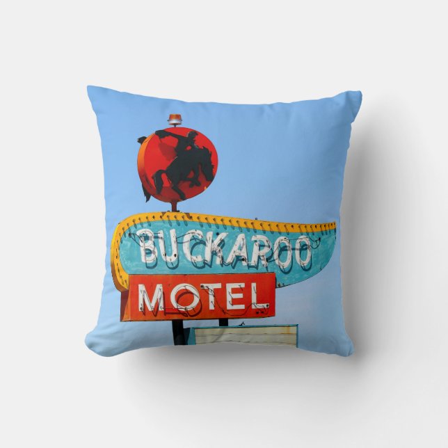 Buckaroo and Pony Soldier Motels, Tucumcari, N.M. Throw Pillow (Front)
