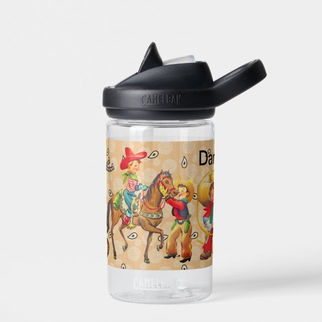 Buckaroo Cowboy Add Child's Name Water Bottle (Left)