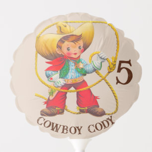 Buckaroo Cowboy Boy's Birthday Name & Age Balloon