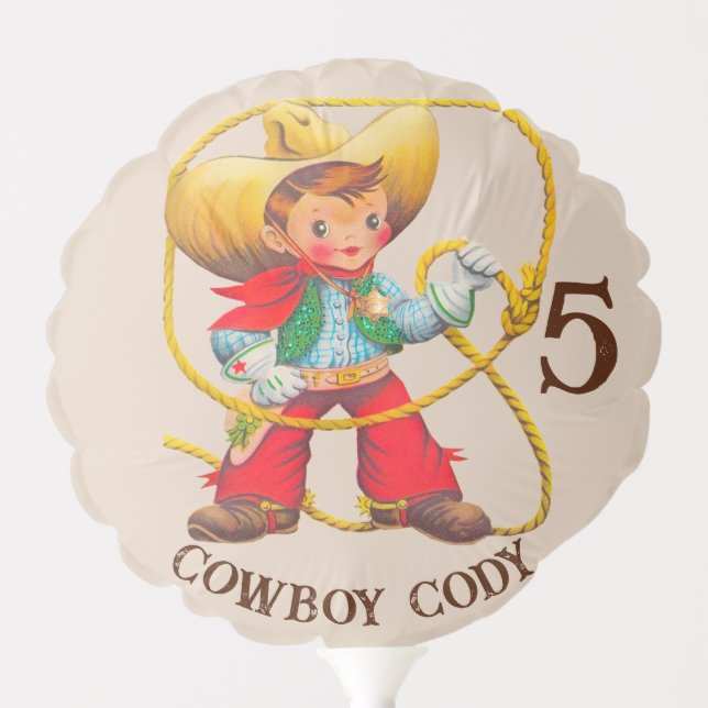 Buckaroo Cowboy Boy's Birthday Name & Age Balloon (Front)