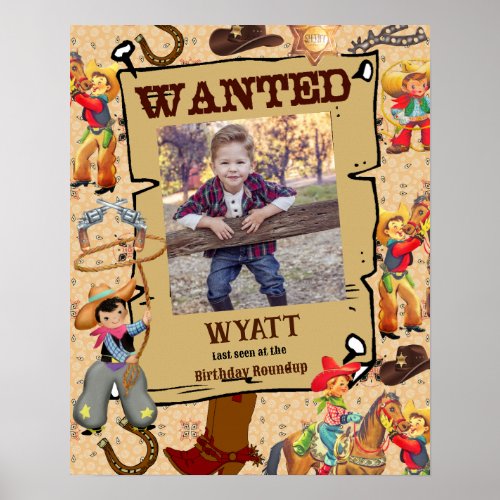 Buckaroo Cowboy Boys Photo Birthday Wanted Poster