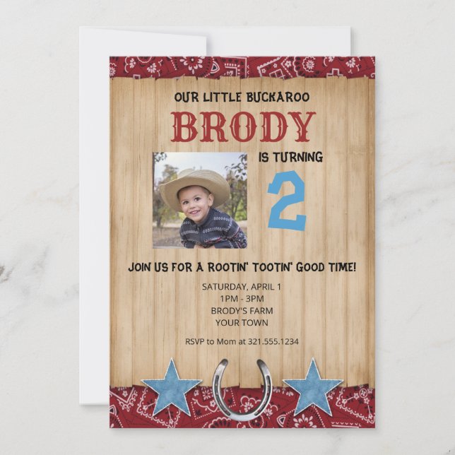 Buckaroo Cowboy Themed Birthday Invitation (Front)