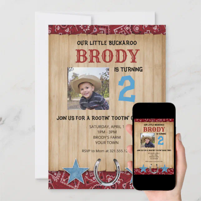 Buckaroo Cowboy Themed Birthday Invitation | Zazzle