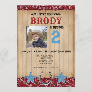 Buckaroo Cowboy Themed Birthday Invitation