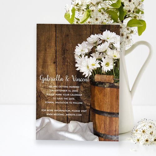 Bucket and Daisies Country Wedding Save the Date Magnetic Invitation