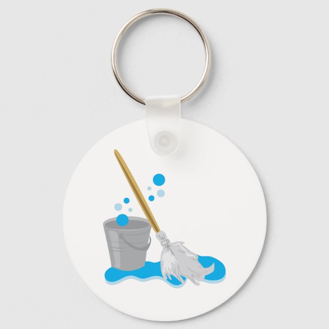 Bucket And Mop Keychain (Front)