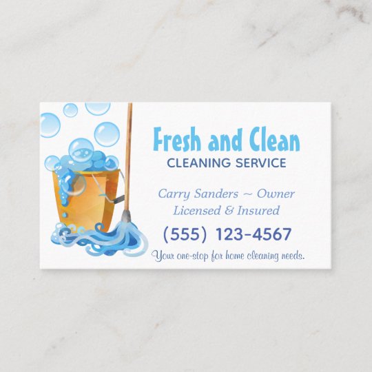 Bucket and Mop Polka Dots Cleaning Service Business Card | Zazzle.com