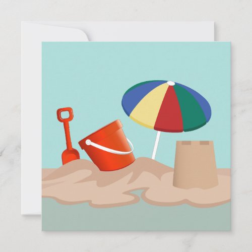 Bucket and Spade Beach Scene Illustration