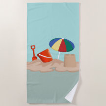 Bucket and Spade Beach Scene Illustration