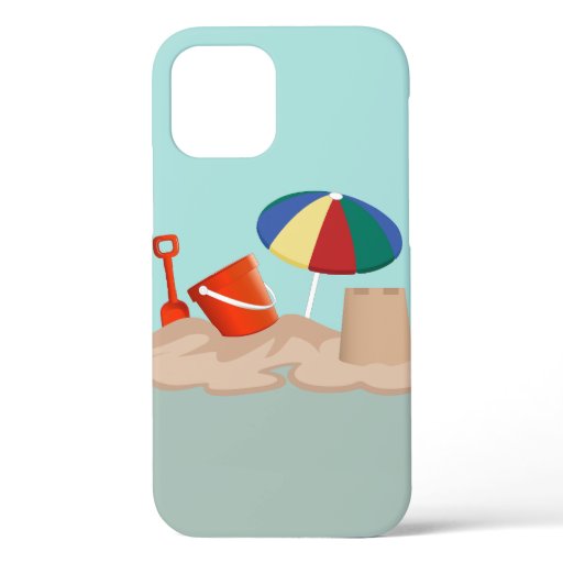 Bucket and Spade Beach Scene Illustration iPhone 12 Pro Case