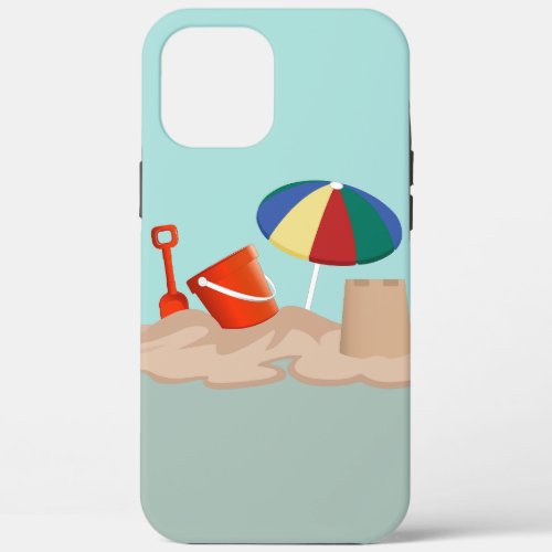 Bucket and Spade Beach Scene Illustration iPhone 12 Pro Max Case