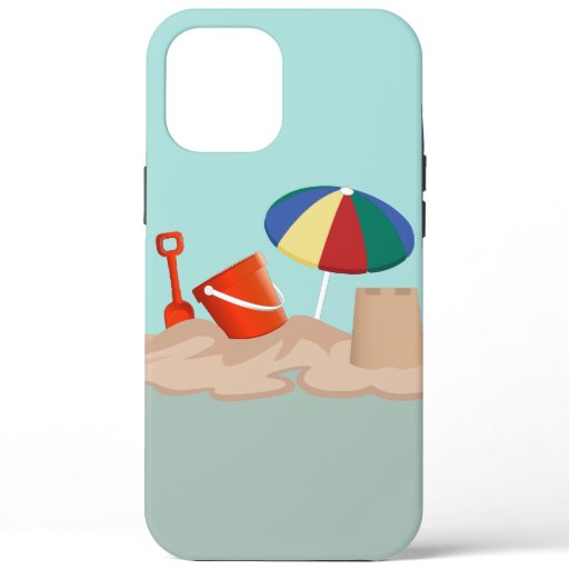 Bucket and Spade Beach Scene Illustration iPhone 12 Pro Max Case