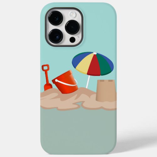Bucket and Spade Beach Scene Illustration Case_Mate iPhone 14 Pro Max Case