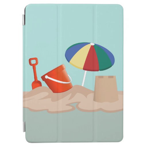 Bucket and Spade Beach Scene Illustration iPad Air Cover